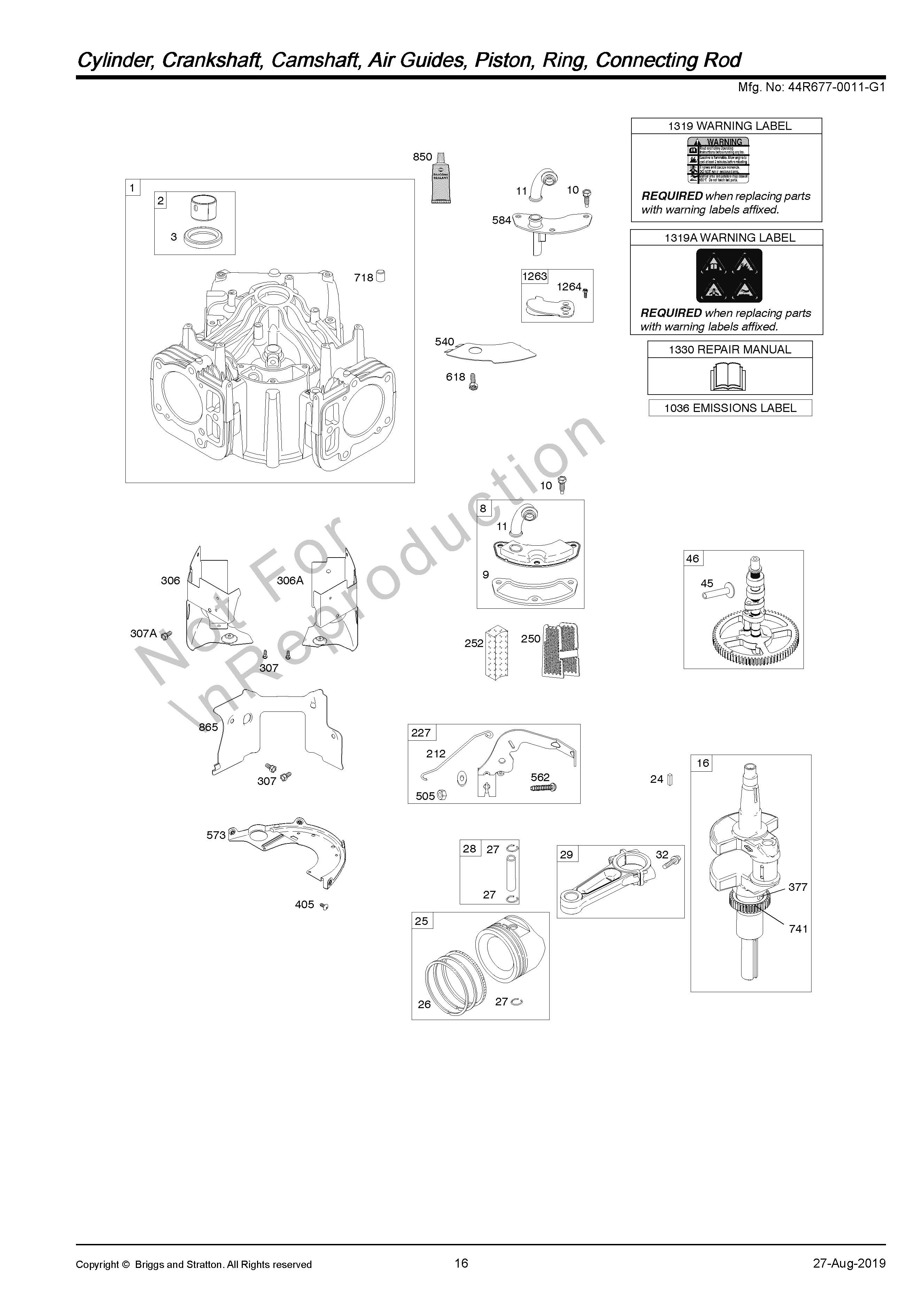 Vue éclatée Carburateur Briggs Et Stratton 5 Hp Bloc Moteur